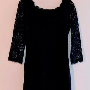Diane Von Furstenberg  Navy Blue Lace Dress  size 4